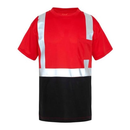 Gss Safety GSS Safety NON-ANSI Multi Color Short Sleeve Safety T-shirt with Black Bottom-Red-LG 5124-LG